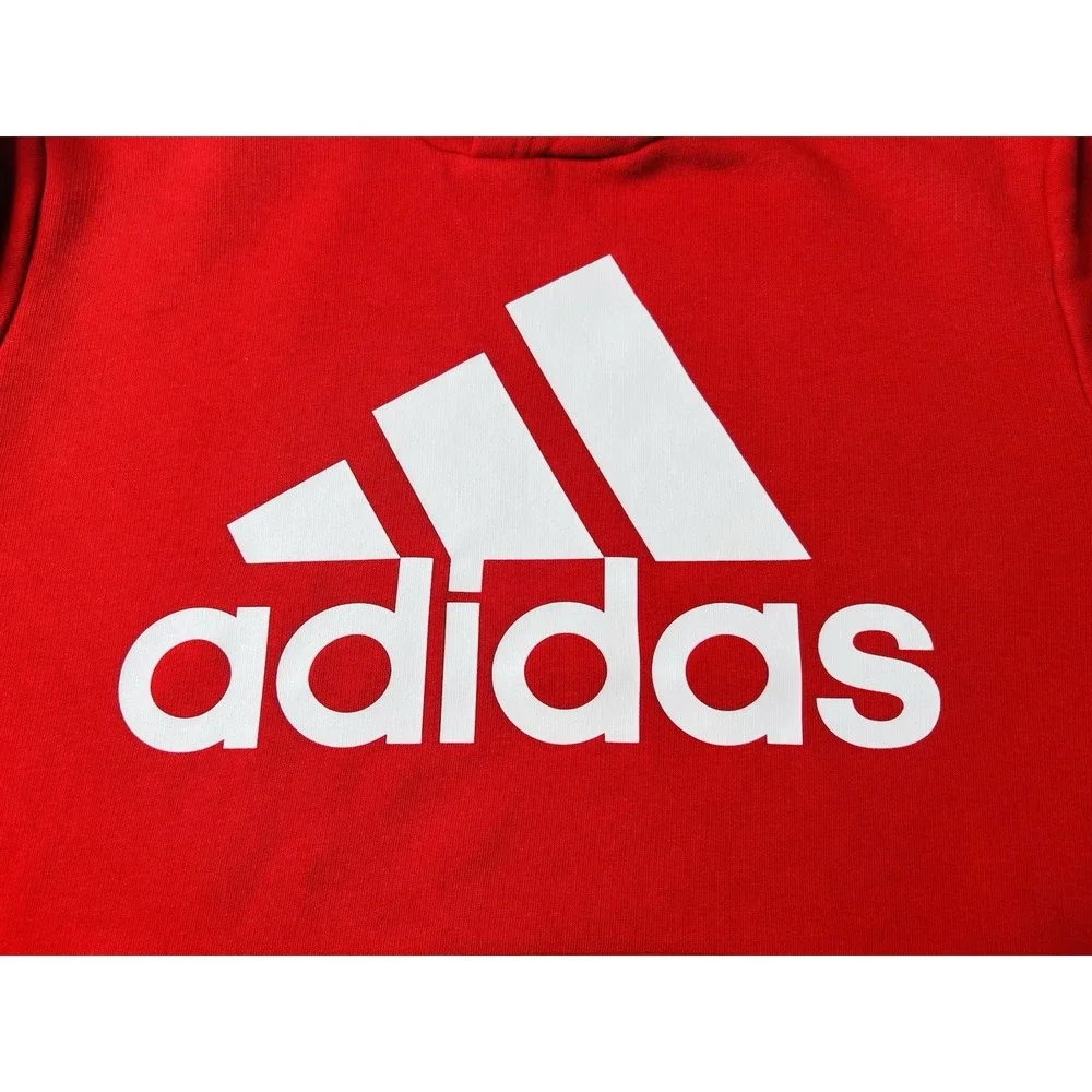 Adidas Men's Activewear Essentials Fleece Big Logo Red Long Sleeve Hoodie Size S